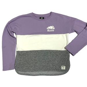 Roots Purple White Heather Gray Sweatshirt Sz XXL Youth / Small Adults
